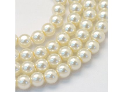Skleněné korálky perly 8mm světle žluté 5 kusů v balení