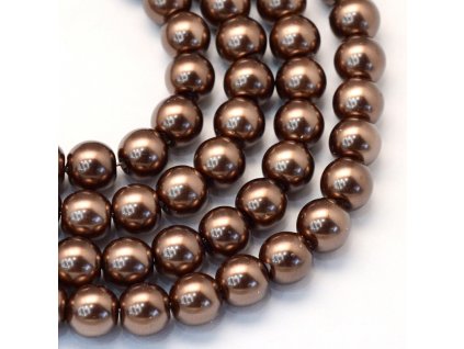Skleněné korálky perly 8mm hnědé 5 kusů v balení