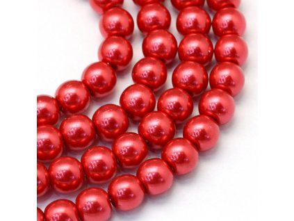 Skleněné korálky perly 8mm červené 5 kusů v balení