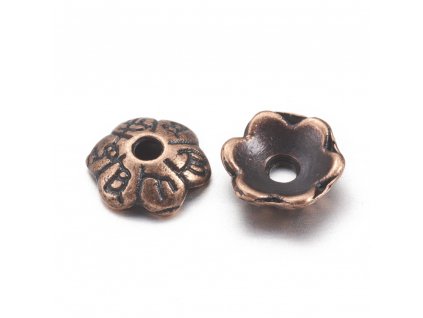 Bižuterní kaplík měděná barva 6x2mm balení 10 kusů