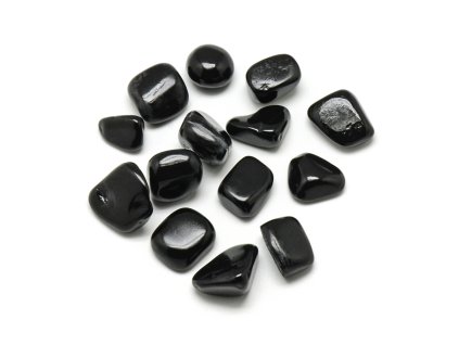 Obsidián tromlovaný 17~20x13~18x4~14mm balení cca 100g cca 10-12 kusů