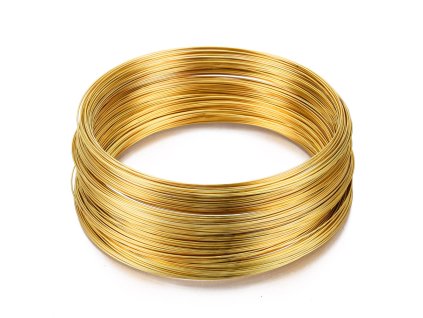 Karbonový paměťový drátek zlatý 0.6mm / ⌀ otočky 11.5cm  balení 10 otoček
