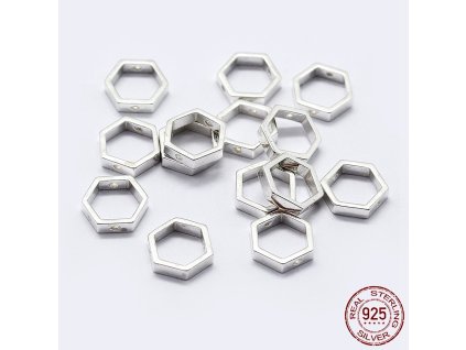 Stříbro Ag 925/1000 bižuterní rám šestiúhelník 7.5x8.5x2mm