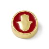 Korálek smaltovaný kruh ruka Fatimy červená - pozlaceno 18K zlatem 11x4.5mm