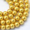 Skleněné korálky perly 10mm zlatavé 5 kusů v balení