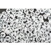 Akrylové korálky písmeno s českou diakritikou MIX bíločerné 7x4mm 50gramů cca 400 kusů v balení