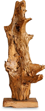 Solid rustic teak wood block sculpture