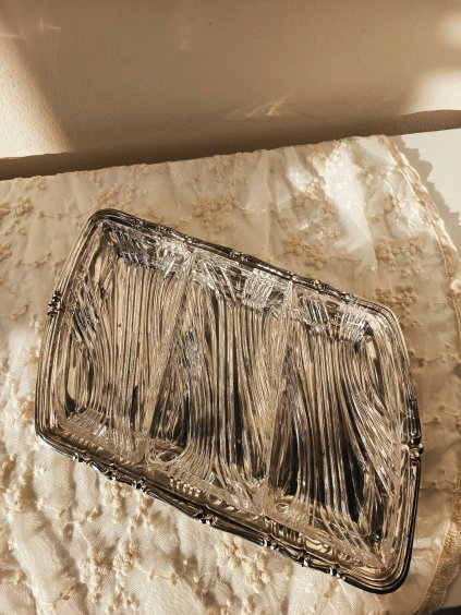 Vintage křišťálový servírovací tác Mepra z Itálie