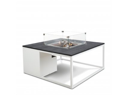 Stůl s plynovým ohništěm Cosiloft 100 bílý rám/ černá deska
