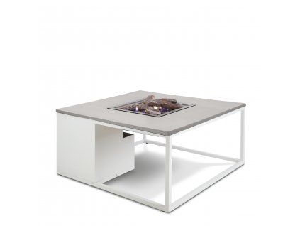 Stůl s plynovým ohništěm Cosiloft 100 bílý rám / šedá deska
