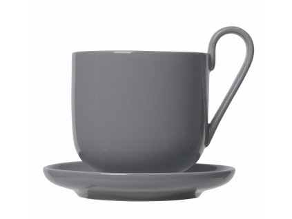set 2 hrnků na kávu s podšálkem tmavě šedý porcelánový RO BLOMUS