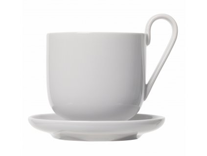 set 2 hrnků na kávu s podšálkem světle šedý porcelánový RO BLOMUS