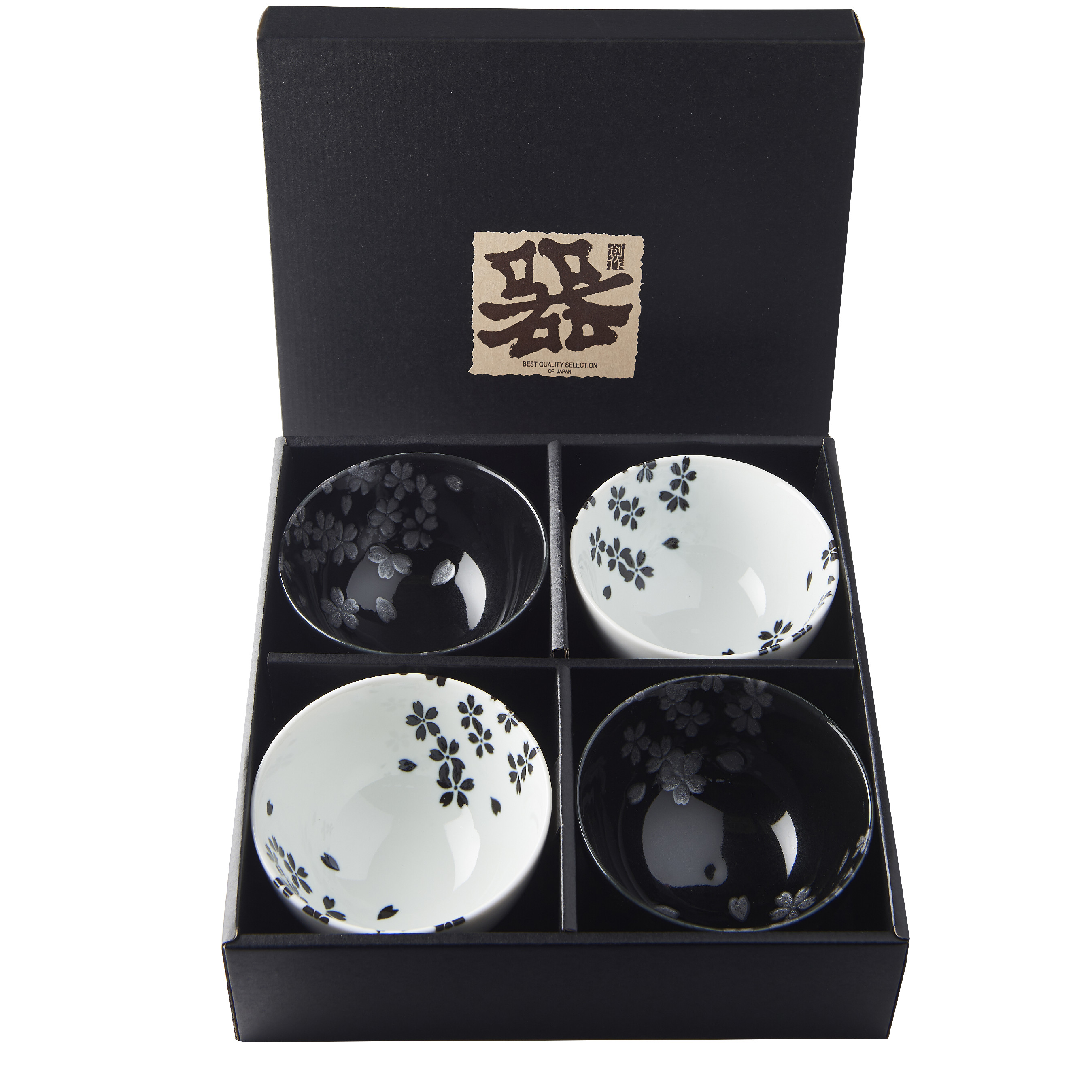 Made in Japan Set misek Black & White Sakura 260 ml 4 ks