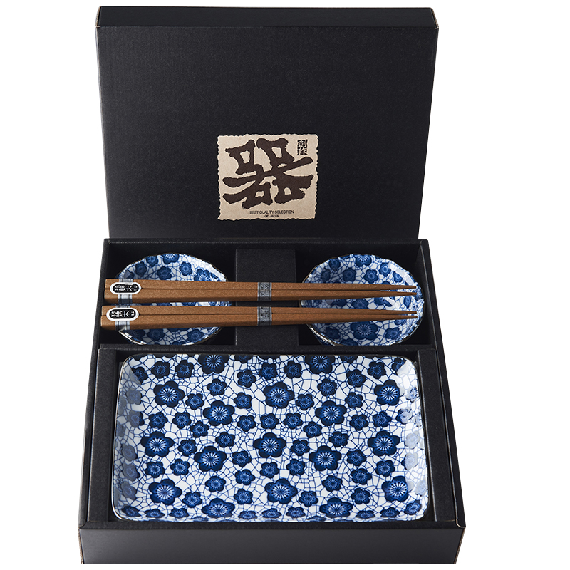 Made in Japan Sushi set Blue Plum Design 6 ks