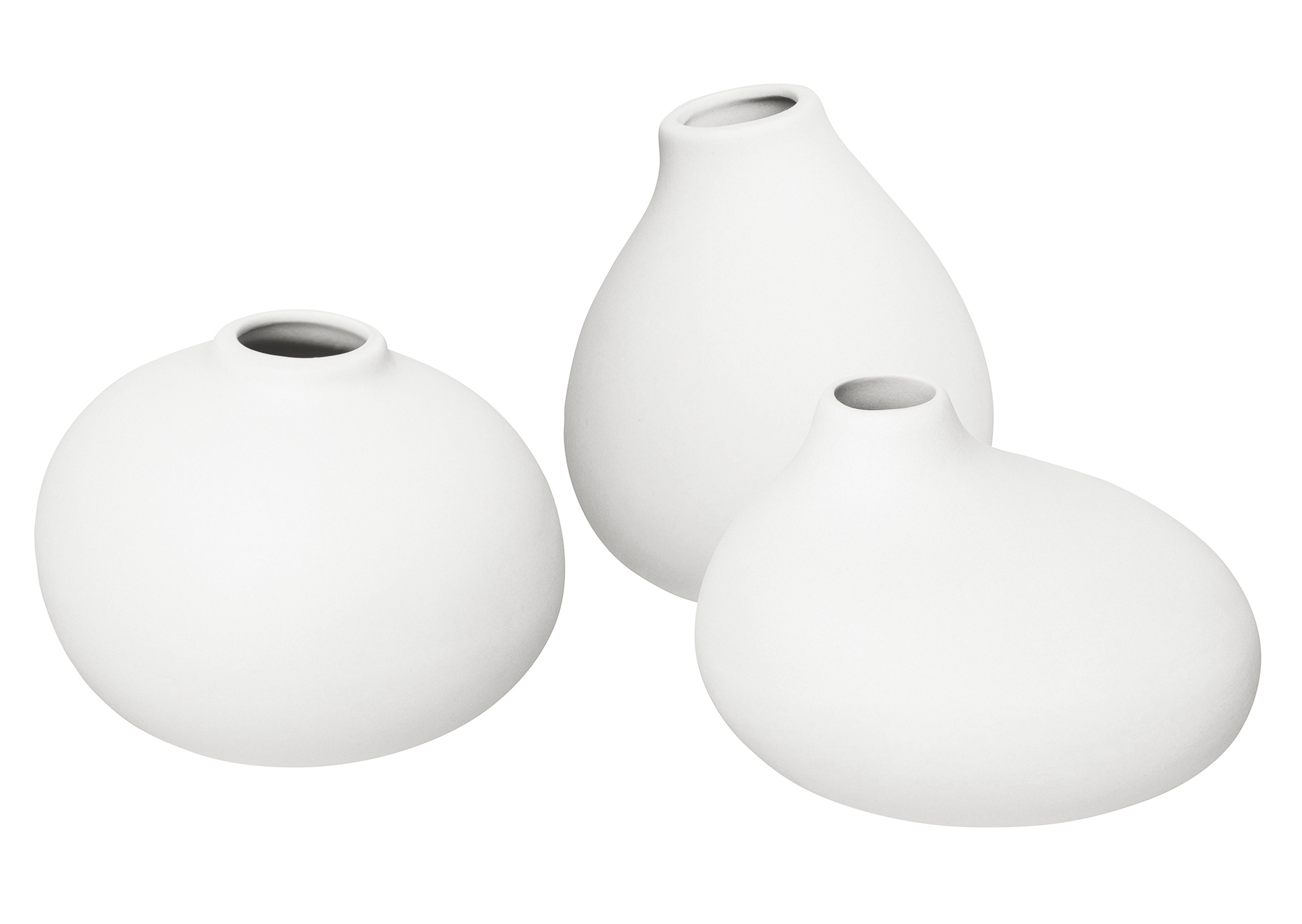 Levně BLOMUS Vázy porcelánové bíle 3 ks 9cm, 7cm, 6,5cm nona