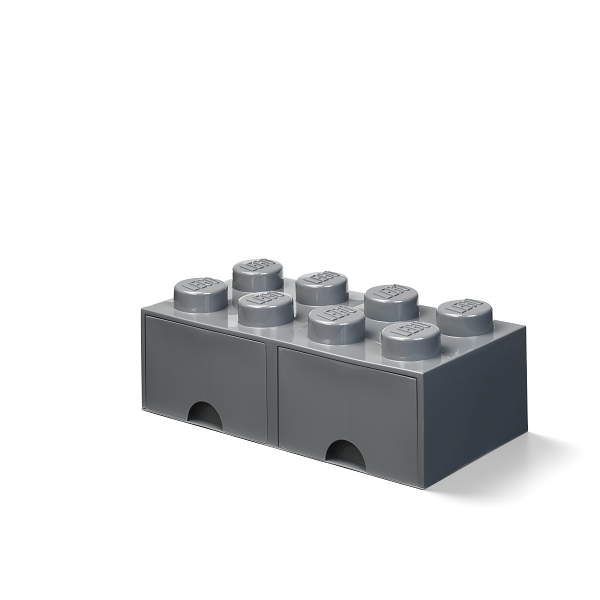 LEGO úložný box 8 s šuplíky - tmavě šedá