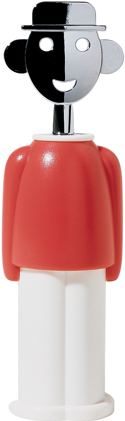 ALESSI Vývrtka z termoplastické pryskyřice, červená a bílá, chromovaný zamak