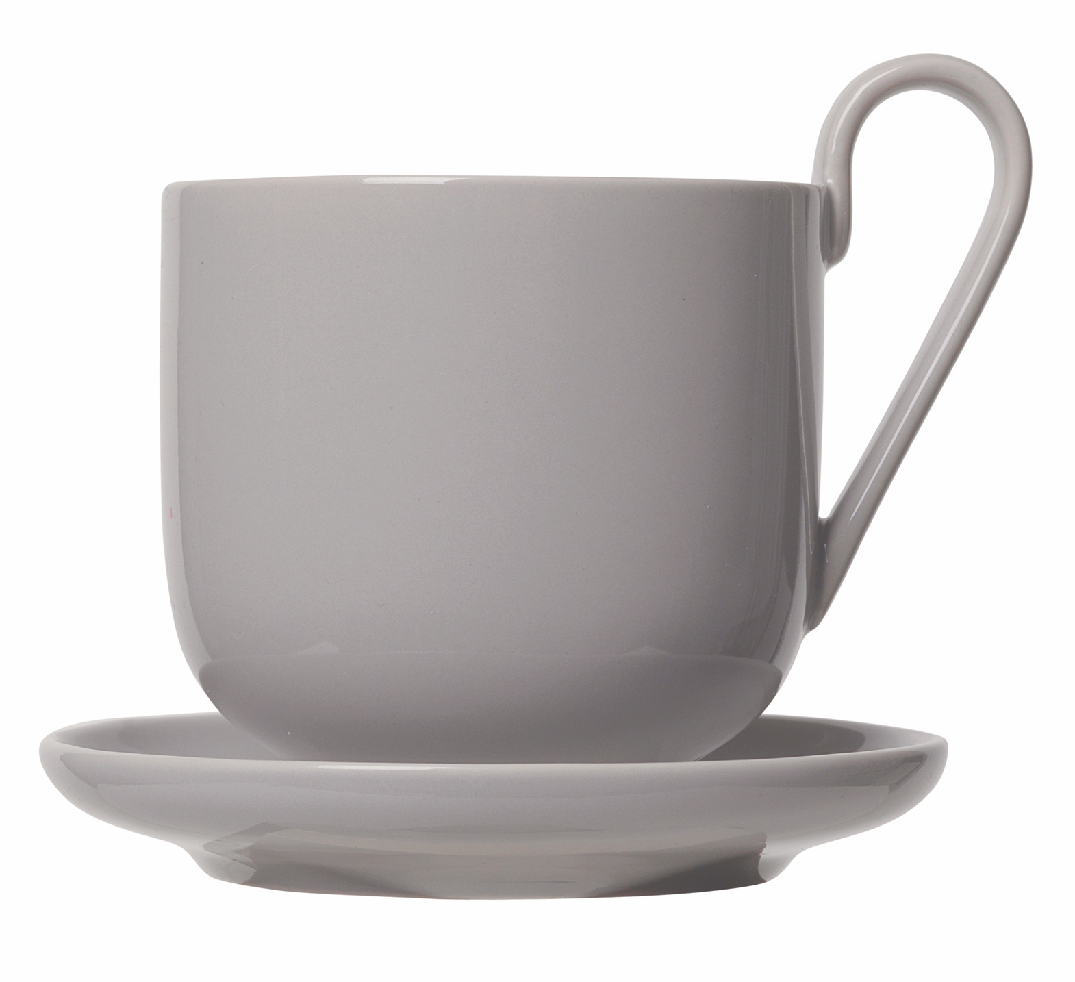 set 2 hrnků na kávu s podšálkem šedý porcelánový RO BLOMUS