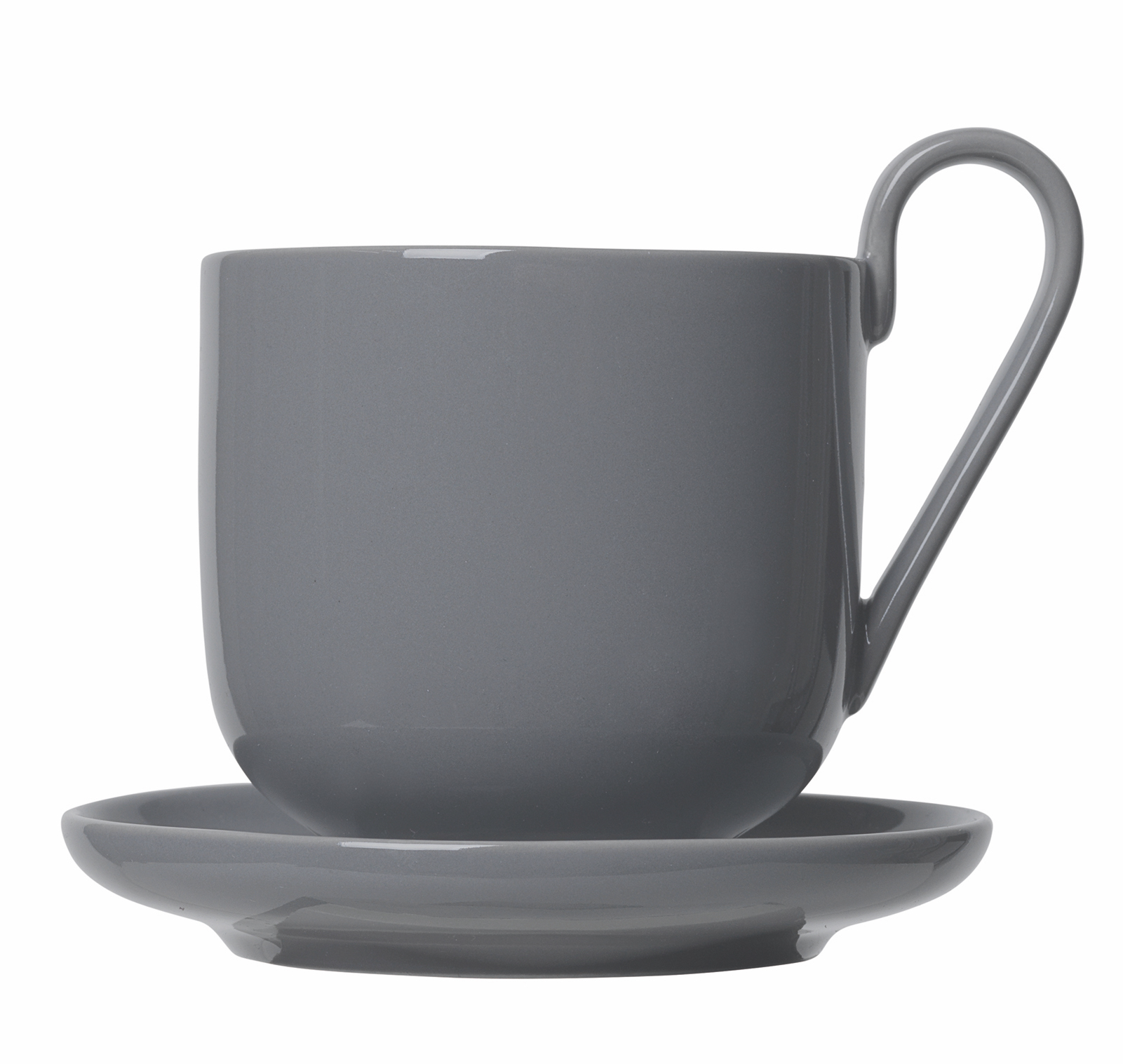 set 2 hrnků na kávu s podšálkem tmavě šedý porcelánový RO BLOMUS