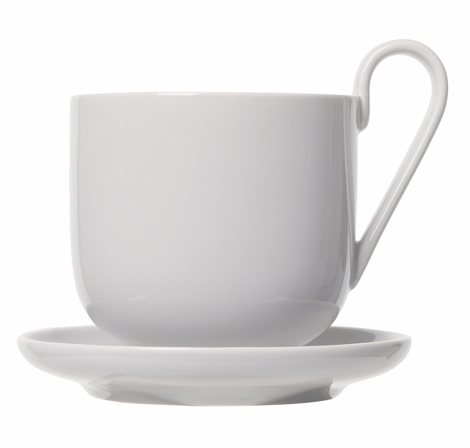 set 2 hrnků na kávu s podšálkem světle šedý porcelánový RO BLOMUS