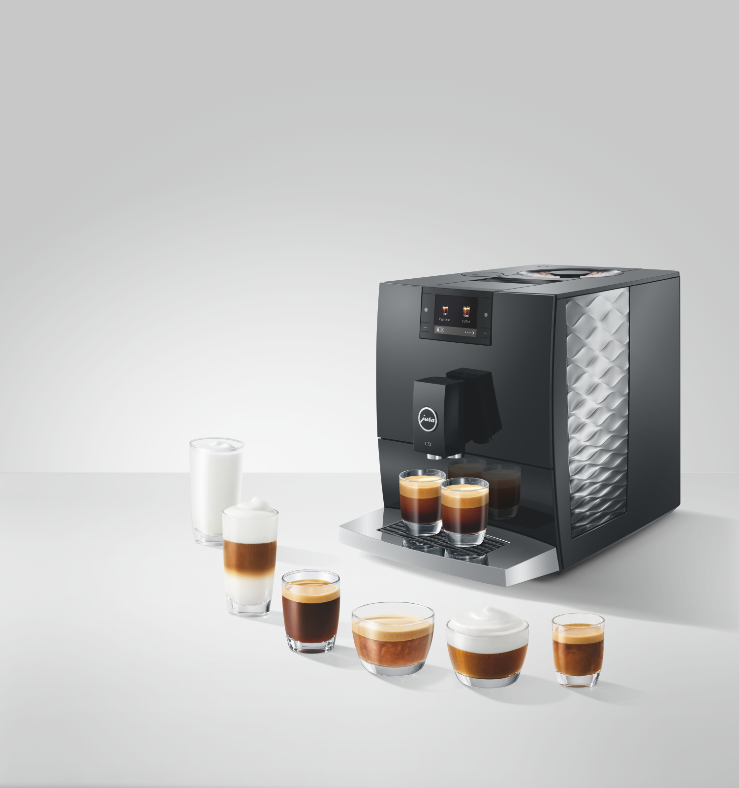 JURA C9 Piano Black (EC) mliečne špeciality i Light Brew
