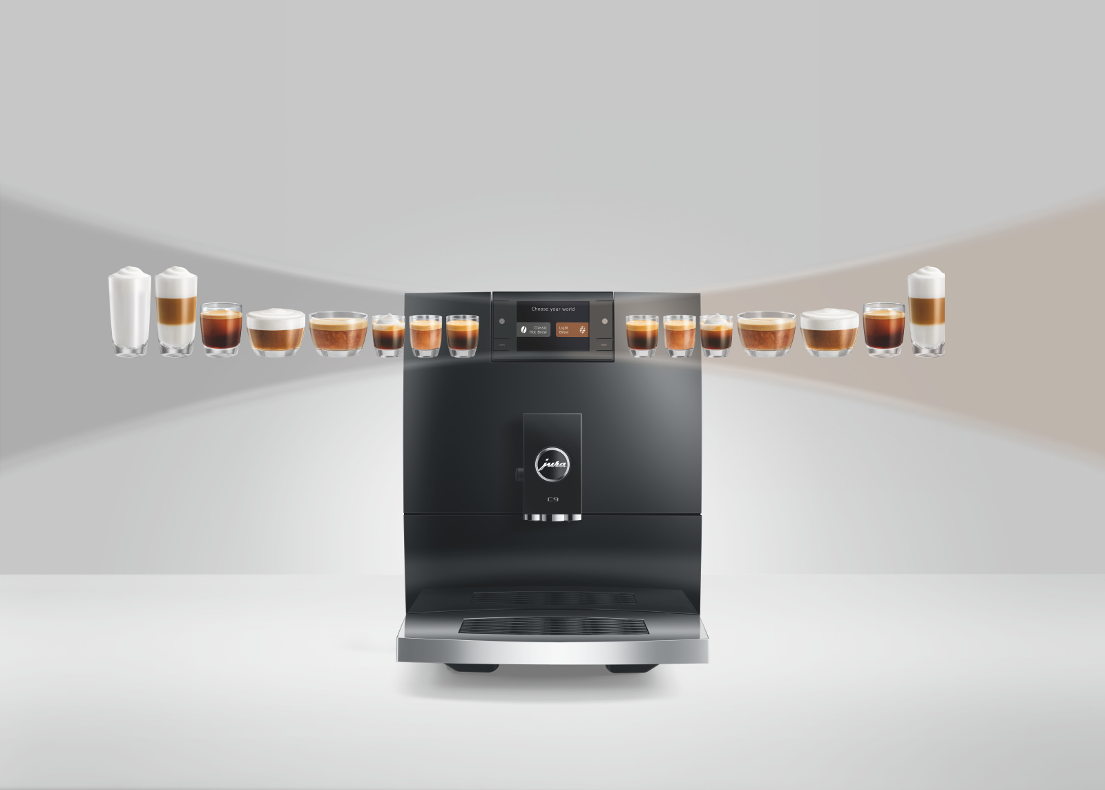 JURA C9 Piano Black (EC) mliečne špeciality i Light Brew