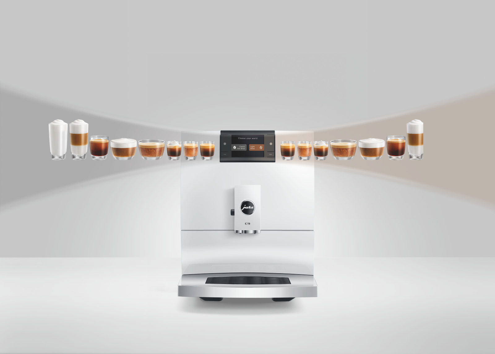 JURA C9 PianoWhite (EC) mliečne špeciality i Light Brew