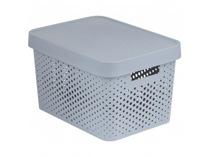 Ažurový plastový koš s víkem Infinity Grey 36 x 27 x 22 cm CURVER