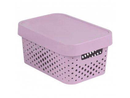 Ažurový plastový koš s víkem Infinity Pink 27 x 19 x 12 cm CURVER