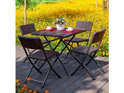 Souprava nábytku z technorattanu 4 x židle + stůl Catering Wenge PATIO