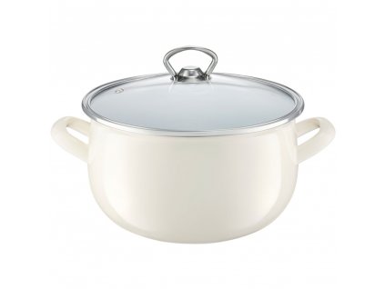 Smaltovaný hrnec s poklicí Garden Cream 20 cm, 4,2 l AMBITION