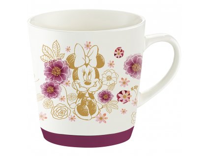 Porcelánový hrnek se silikonem Minnie Flowers Gold 320 ml DISNEY PL NÁPISY