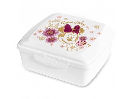 Svačinový box Minnie Flowers White 14,5 x 13 cm PL NÁPISY DISNEY
