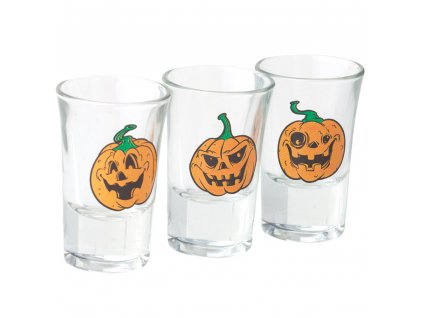 Sada 3 skleniček Halloween Pumpkin na likér / vodku 35 ml