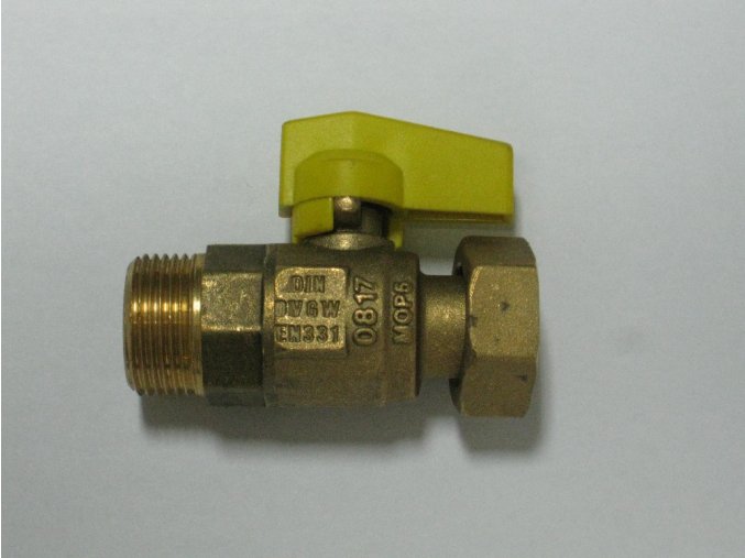 890-0017 Přímý kohout s převlečnou maticí 3/4"- žlutý (plyn)