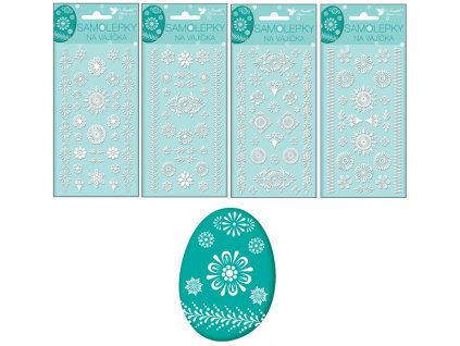 samolepky vajíčka biele