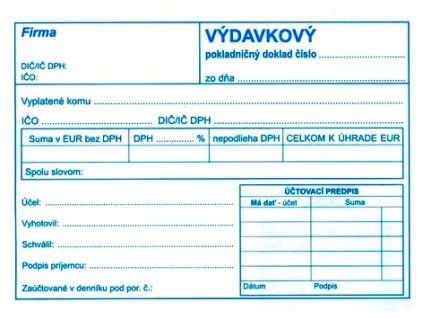 výdavkový pokladničný doklad s DPH A6 samoprepisovací 100 listov