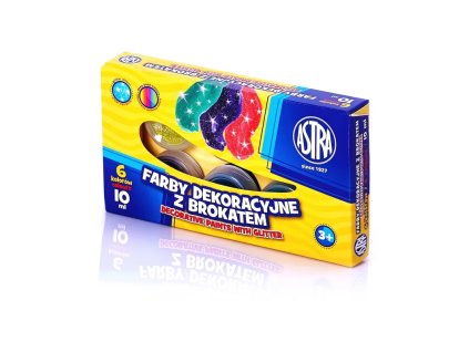 dekoracne farby s glitrami astra 6x10ml 301116001