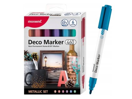 sada akrylovych popisovacov monami deco marker 460 metal set 6ks 2mm