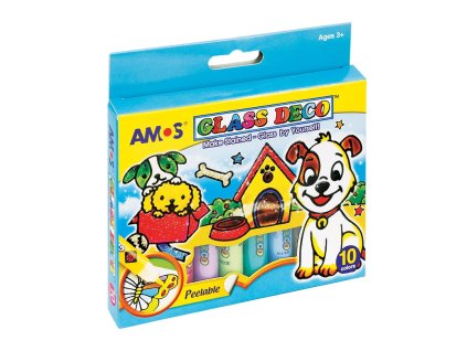 sada vitrazovych farieb na sklo amos glass deco 10x105 ml sablony
