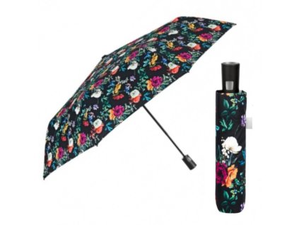 elegantny skladaci damsky dazdnik perletti time fiori cierny 26433