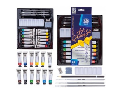 umelecky set akrylove farby a stetce astra arthobby 19 dielov 602124002