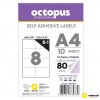 Octopus samolepiace papierové etikety biele 105 x 74 mm 80 ks