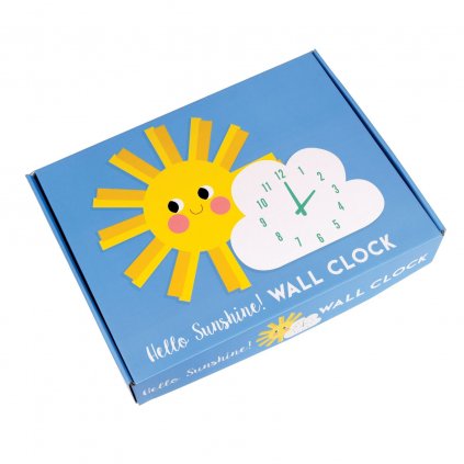Dětské nástěnné hodiny ve tvaru slunce a mraku Hello Sunshine