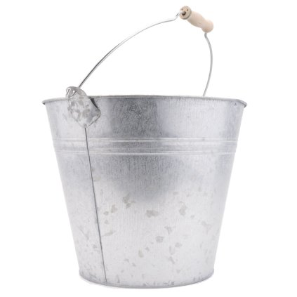 1539 plechovy pozinkovany kyblik s drevenou rukojeti 22 5cm
