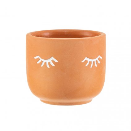 TEN019 B Mii Eyes Shut Terracotta Planter Lifestyle