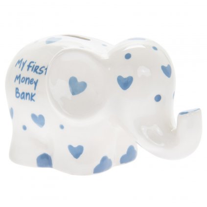 5144 keramicka moje prvni pokladnicka pro chlapce ve tvaru slona s napisem my first money bank