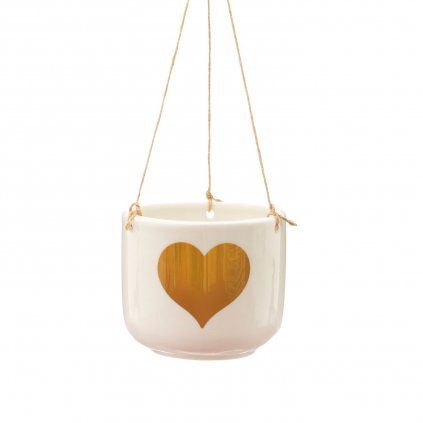XDC395 B Gold Heart Hanging Planter