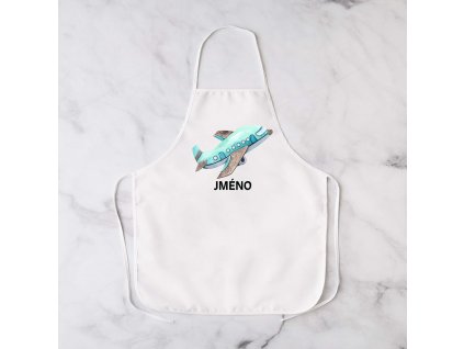 Dětská kuchyňská zástěra s vlastním jménem Letadlo (Velikost dětské zástěry Large - 45 x 59 cm)