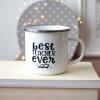 11713 bily smaltovany plechacek s napisem best teacher ever 360ml
